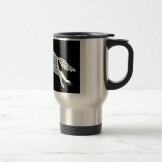 Knotwork varg, vit på svart resemugg