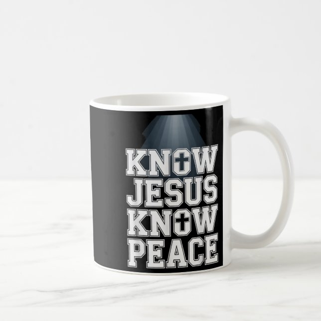 Know Jesus Know Peace Christian Graphic Design Fai Kaffemugg (Höger)