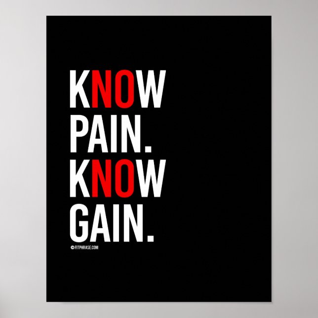 Know Pain Know Gain - Training Fitness -.png Poster (Framsidan)