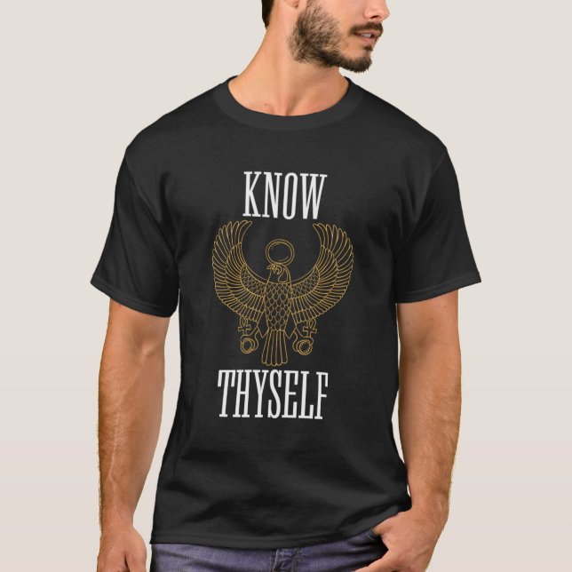 Know Thyself-antikens egyptiska Gud Horus Kemetic  T Shirt (Framsida)