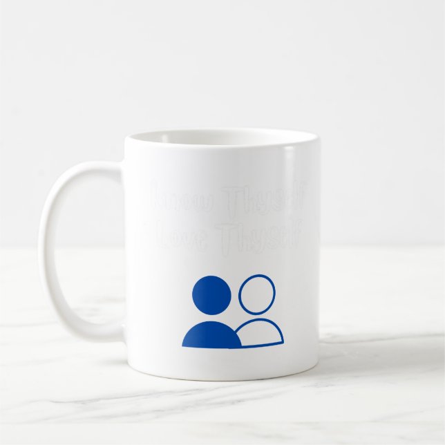 Know Thyself, Kärlek Thyself T-shirt Kaffemugg (Vänster)