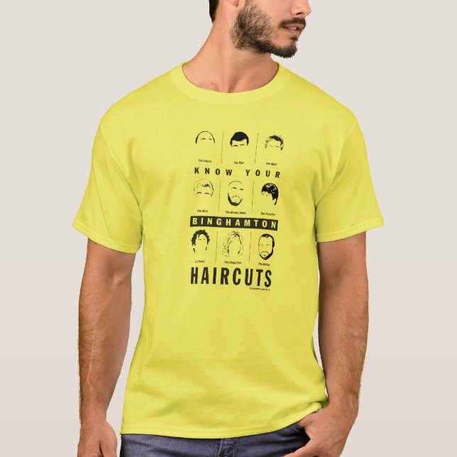 Know Your Binghamton Haircut Tee Shirt (Framsida)