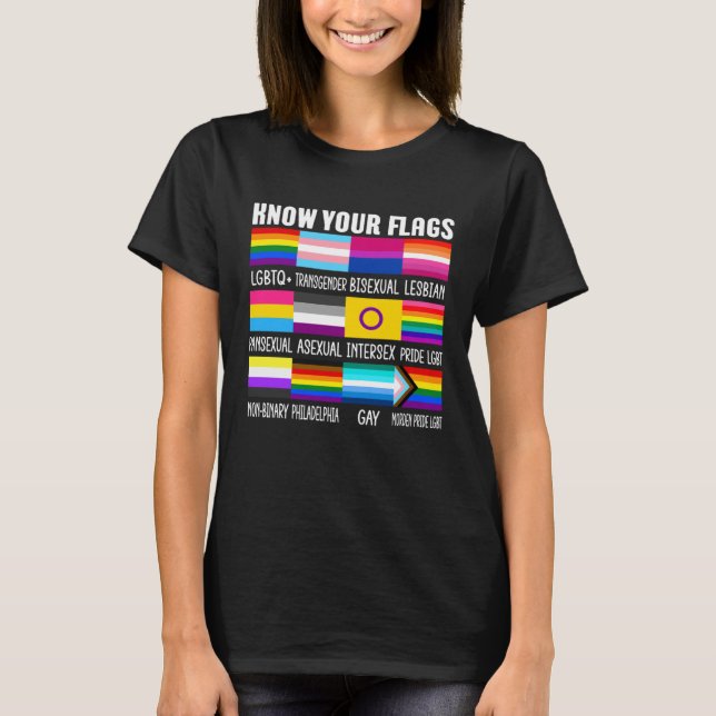 Know Your Flags LGBTQ+ Gay Pride Flag Transgender  T Shirt (Framsida)