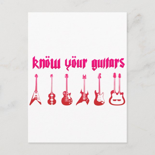 Know your Guitar - Emo Alternative Grunge Sten Vykort (Framsida)