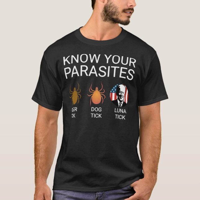 Know Your Parasites Anti Joe Biden T-Shirt (Framsida)