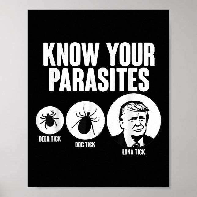 Know your Parasites Hjort Tick Hund Tick Funny Don Poster (Framsidan)