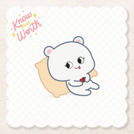 Know Your Worth Cute Bear Coaster Underlägg Papper