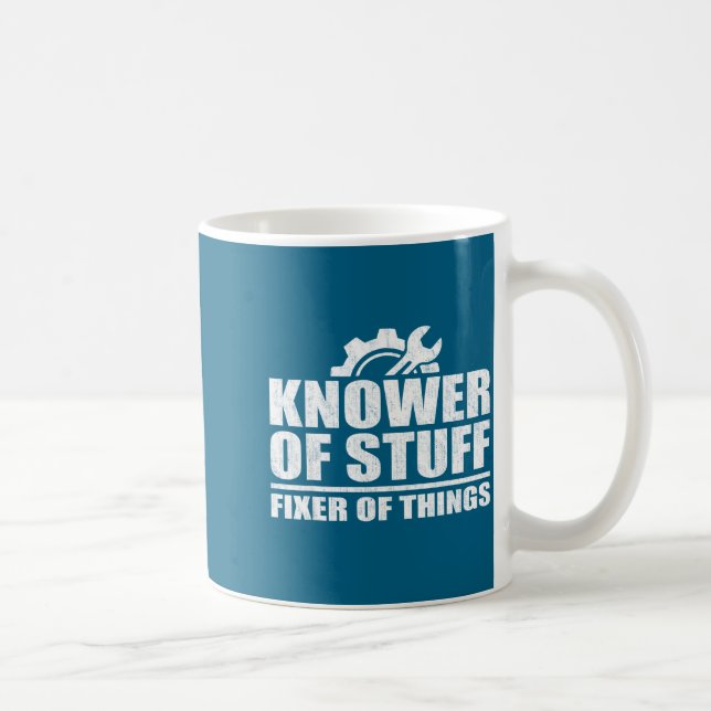 Knower Of Stuff Fixer Of Things Funny Mechanic Fat Kaffemugg (Höger)