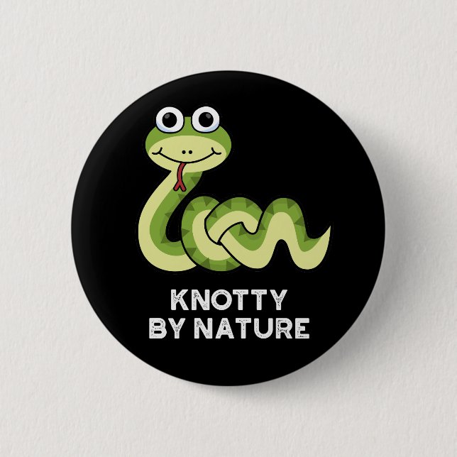 Knowledge By Nature Funny Snake Pun Mörk BG Knapp (Framsida)