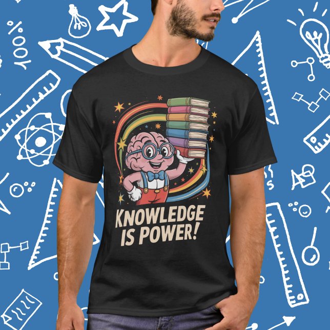 Knowledge Is Power Cute Brain Character T Shirt (Skapare uppladdad)