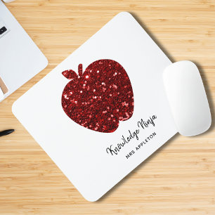 Knowledge Ninja Faux Glitter Red Apple Teacher Musmatta