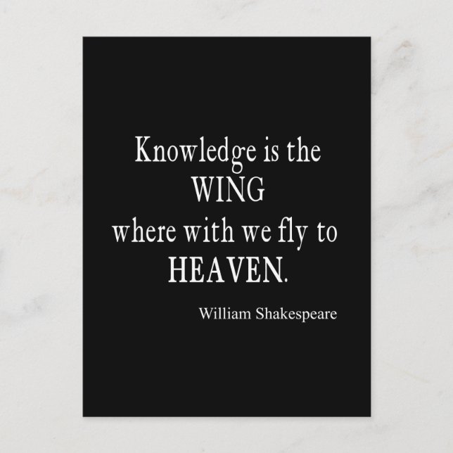 Knowledge Vinge Fly to Heaven Shakespeare Quote Vykort (Framsida)