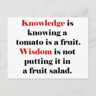 Knowledge vs. Wisdom Tomato Edition Vykort
