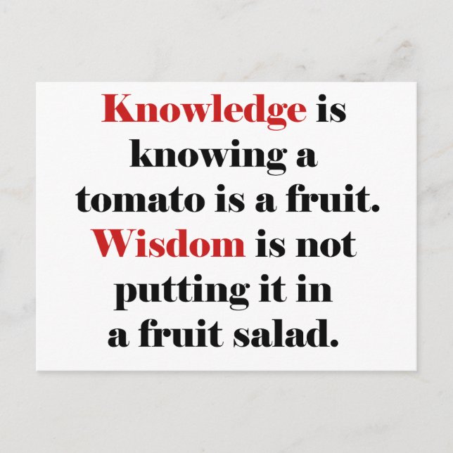 Knowledge vs. Wisdom Tomato Edition Vykort (Framsida)
