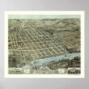 Knoxville panorama- karta för TN - 1871 Poster
