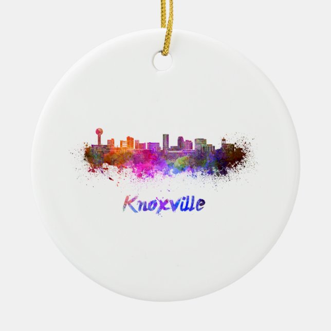 Knoxville Skyline i vattenfärg Julgransprydnad Keramik (Framsidan)