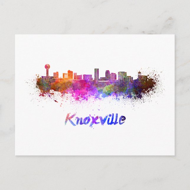 Knoxville Skyline i vattenfärg Vykort (Framsida)