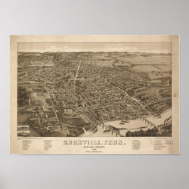 Knoxville Tennessee 1886 Antique Panoramic Karta Poster