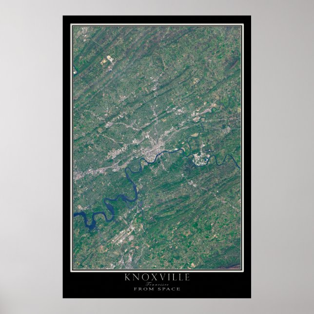 Knoxville Tennessee från Space Satellite Karta Poster (Framsidan)