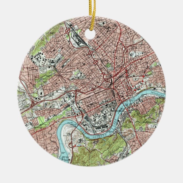 Knoxville Tennessee Karta (1978) Julgransprydnad Keramik (Framsidan)