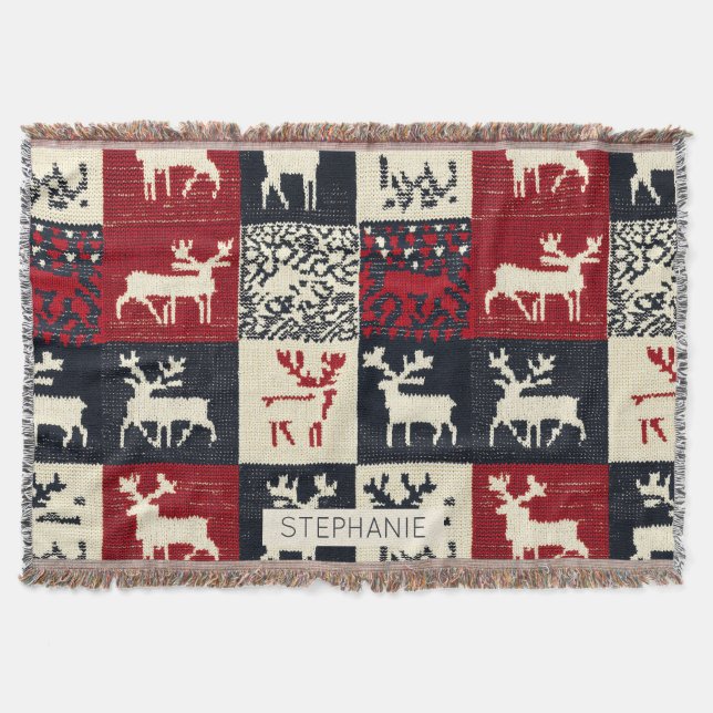 Knsigned Patchwork jul Mönster | Rustic Filt (Framsidan)