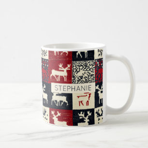 Knsigned Patchwork jul Mönster Rustic Kaffemugg