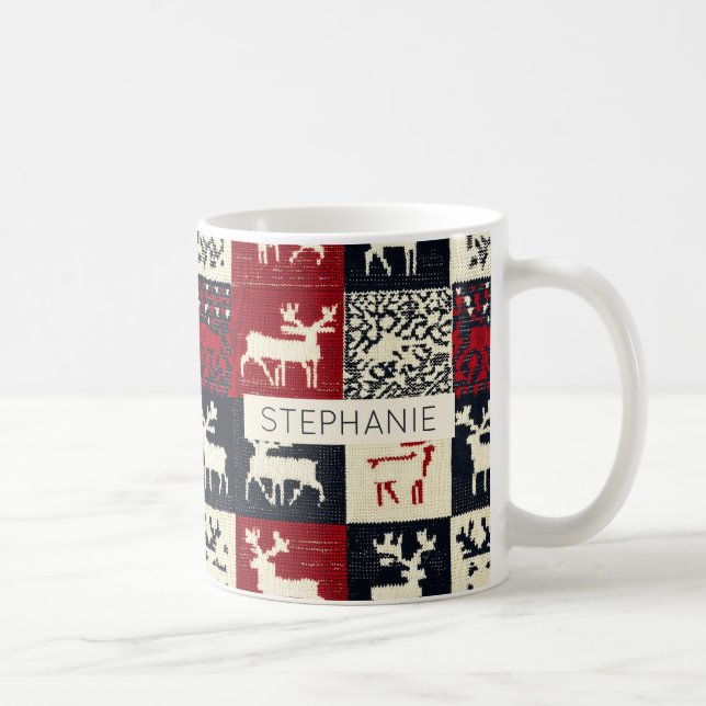 Knsigned Patchwork jul Mönster | Rustic Kaffemugg (Höger)
