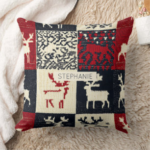 Knsigned Patchwork jul Mönster Rustic Kudde