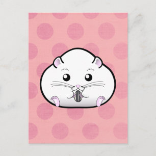 Knubbig All White Russian Dwarf Hamster Vykort