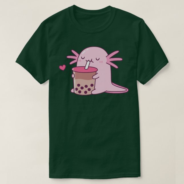 Knubbig Axolotl Enjoys Bubble Tea T Shirt (Design framsida)