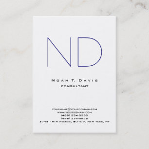 Knubbig Blue Monogram White Modern Snyggt Personal Visitkort