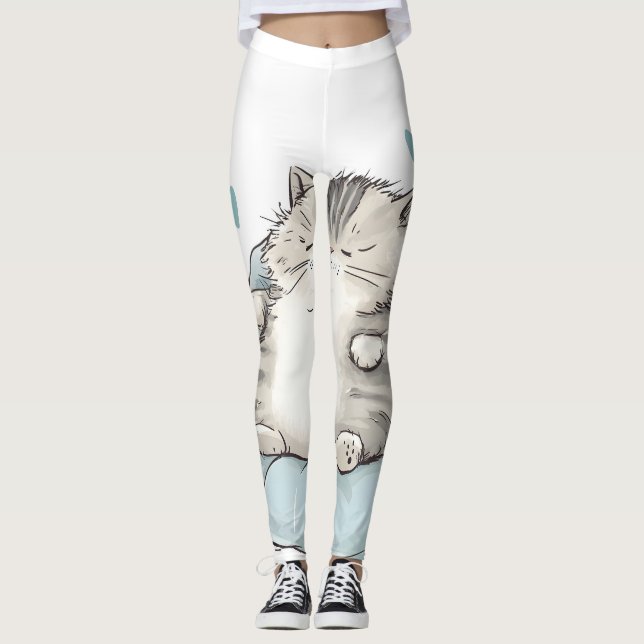 Knubbig Cat Chill Vibes Leggings (Framsida)