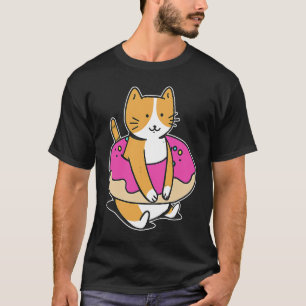 Knubbig Cat Donut Sweet Pastry Swimming Flyter spo T Shirt