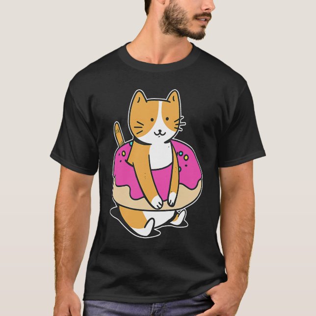 Knubbig Cat Donut Sweet Pastry Swimming Flyter spo T Shirt (Framsida)