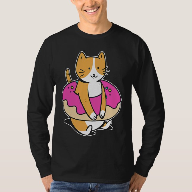 Knubbig Cat Donut Sweet Pastry Swimming Flyter spo T Shirt (Framsida)