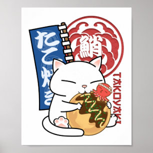 Knubbig Cat Takoyaki Poster