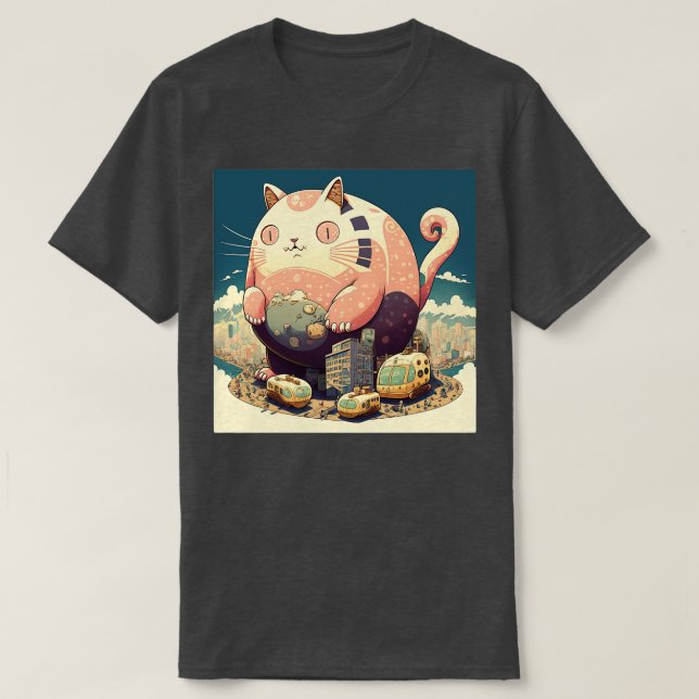 Knubbig Catzilla T Shirt (Design framsida)