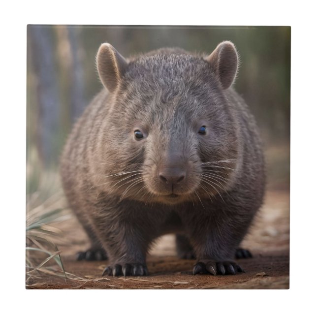 "Knubbig Charm: The Adsible Australian Wombat" Kakelplatta (Framsidan)