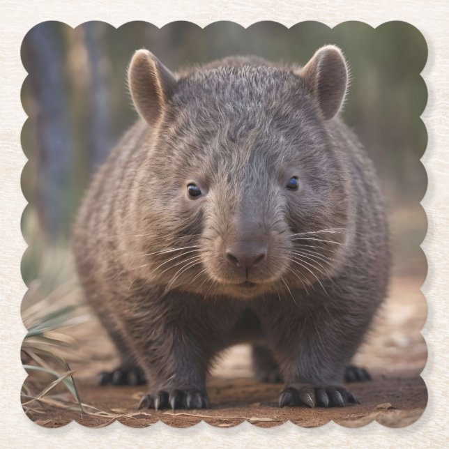 "Knubbig Charm: The Adsible Australian Wombat" Underlägg Papper (Framsida)