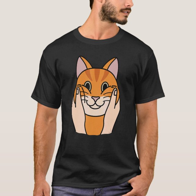Knubbig Cheeks Ginger Cat Pet T Shirt (Framsida)