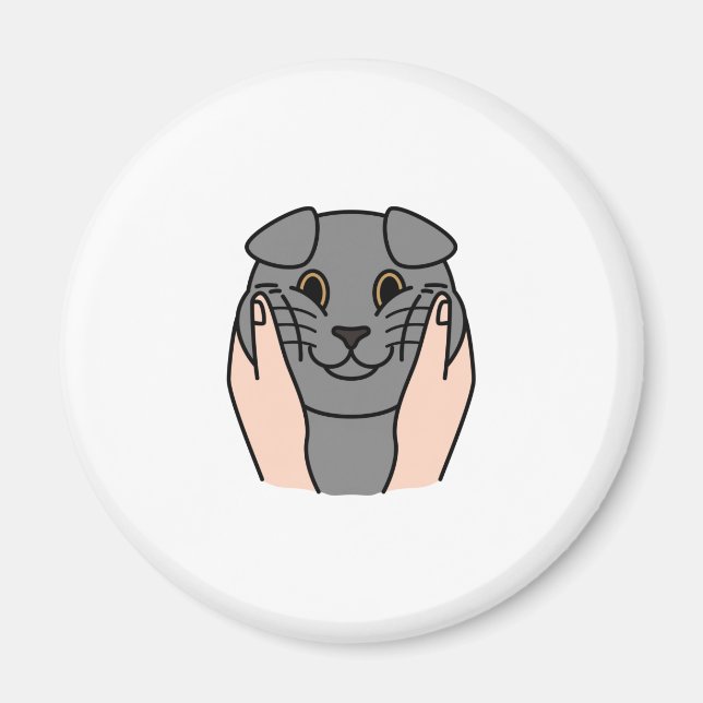 Knubbig Cheeks Scottish Fold Cat Magnet (Framsidan)