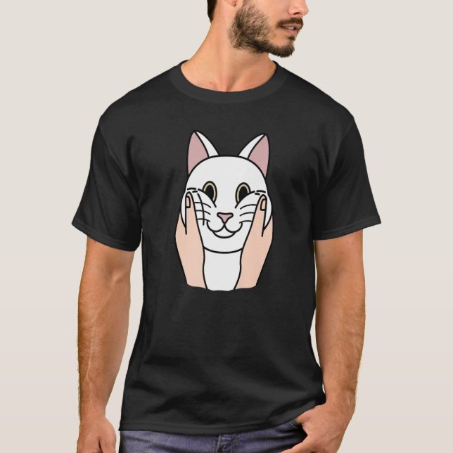 Knubbig Cheeks White Cat Pet T Shirt (Framsida)