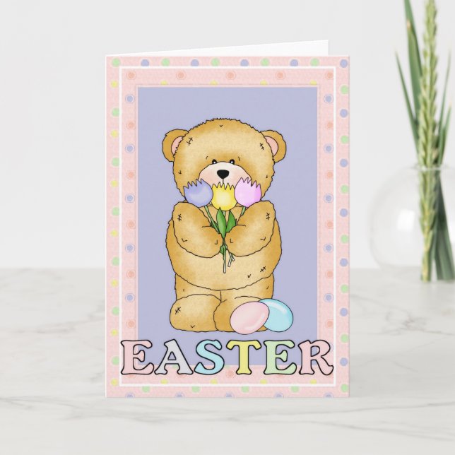 Knubbig Cubby Nalle d7 Påsk Greeting Card Helgkort (Framsida)