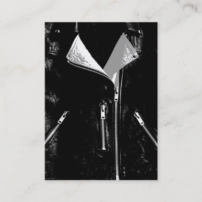 Knubbig för svart för visitkort för läderjackavit (Framsida)