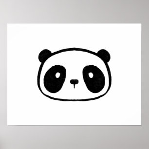 Knubbig Giant Panda Tecknad Ansikte Poster