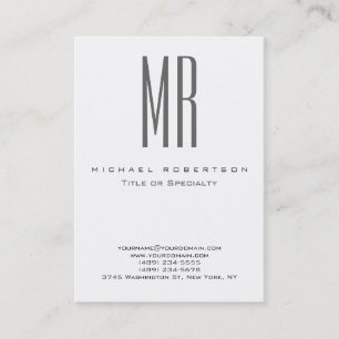 Knubbig Grått Monogram Vit Professionell Plain Visitkort