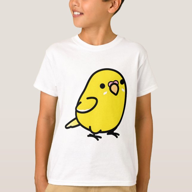 Knubbig Gult Lutino Budgie Parakeet T Shirt (Framsida)
