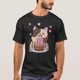 Knubbig Katt med födelsedag 12:e år före dagen T Shirt