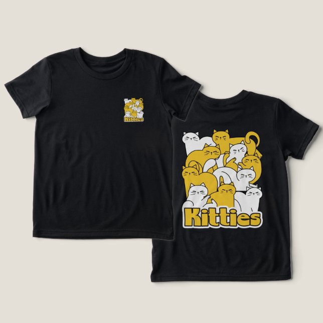 Knubbig Kattunge Design - fläckkonst T Shirt (Design fram och bak)