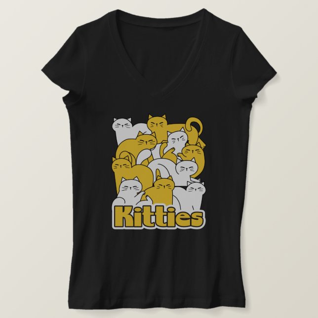Knubbig Kattunge Design - fläckkonst T Shirt (Design framsida)